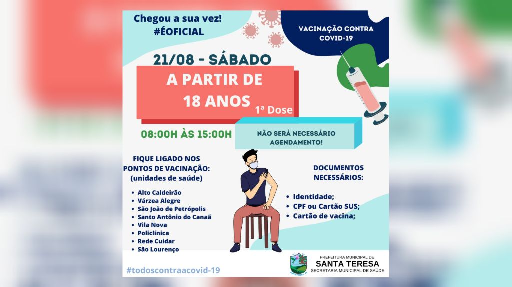 Arte informativa da Prefeitura Municipal de Santa Teresa ES