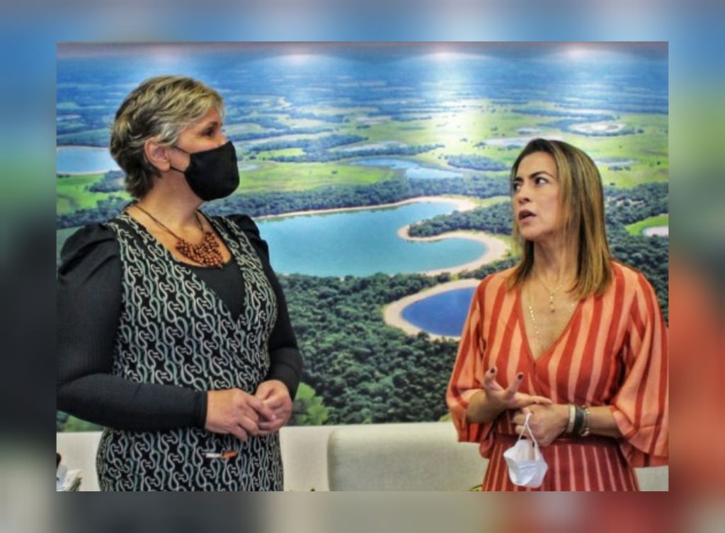 Carmem Barcellos de Santa Teresa ES em conversa com a Senadora Soraya Thronicke no seu gabinete em Brasília