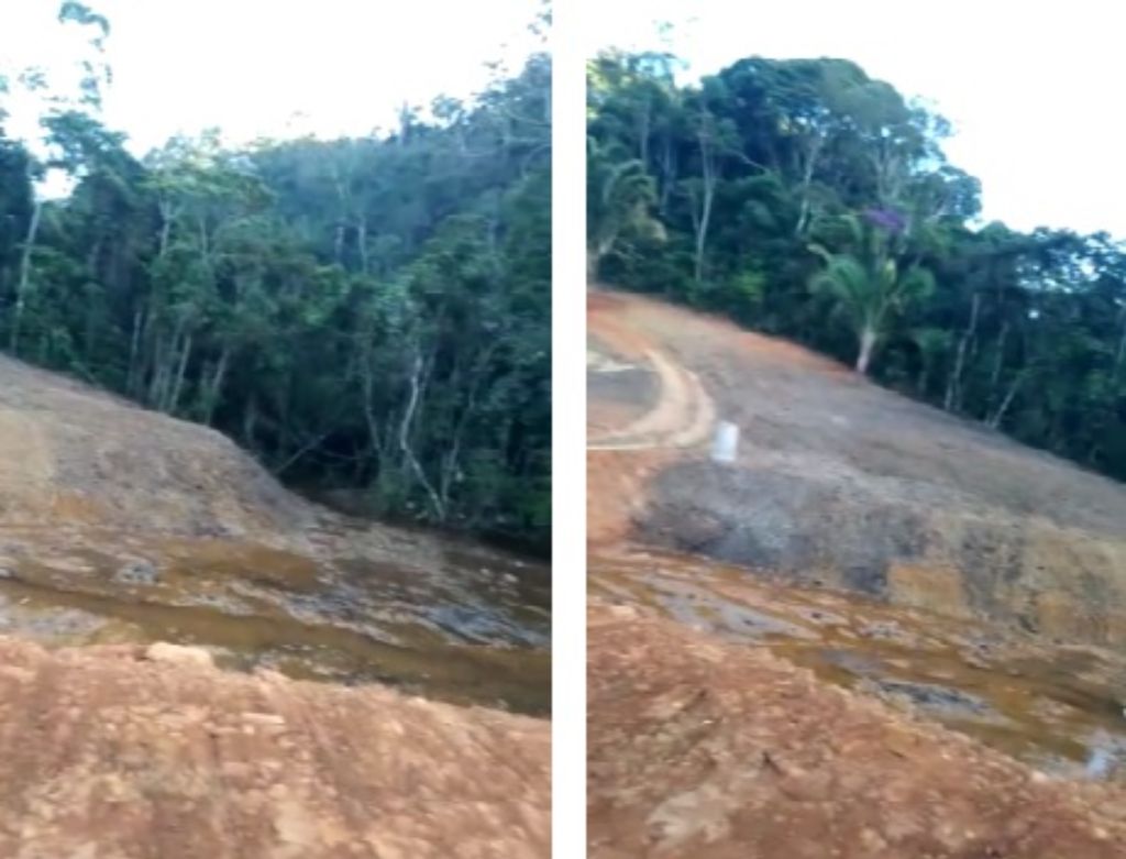 Segundo o Idaf, proprietário do terreno excedeu a licença que tinha para fazer represa e cortar eucalipo, destruindo mata, nascentes, fazendo estrada e platôs. Foto: Divulgação