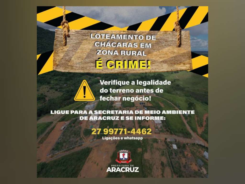 Banner divulgado pela Prefeitura de Aracruz em rede social na última sexta-feira (08). Imagem: PMA/ Reprodução / Facebook/